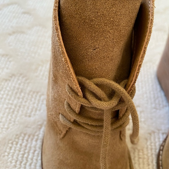 Lucky Brand Yamene Wedge Lace up Ankle Booties Suede Tan Size 6.5M - Picture 8 of 12